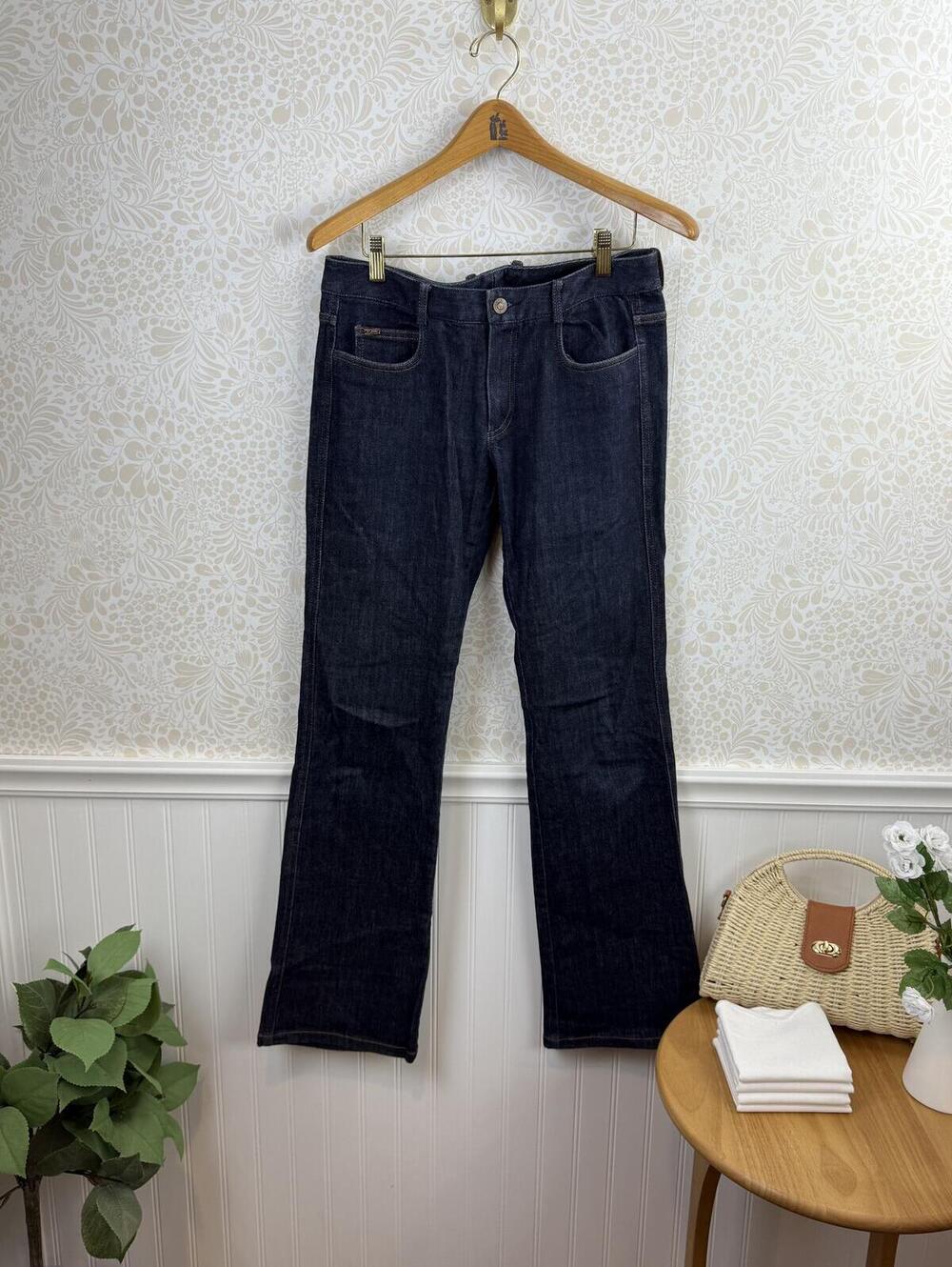 St. John Dark Blue Mid-Rise Studded Stretch Bootcut Denim Jeans - Size - 6